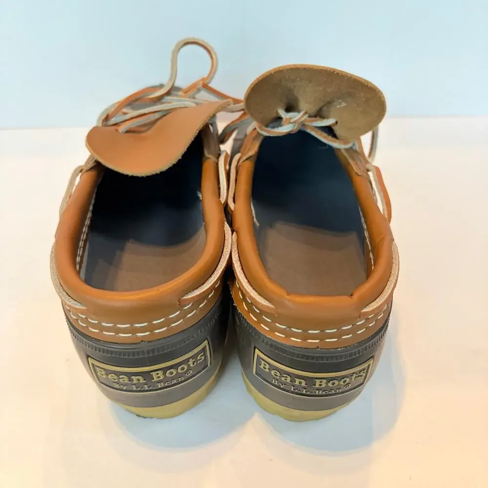LL Bean Rubber Moc Low Duck Boots Men's 8M Brown Leather Rubber Waterproof